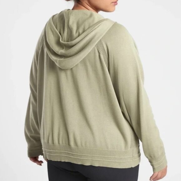 NWT Athleta Evergreen Hoodie Sweater SZ 1X Plus Size Sage / Light Olive Green - Picture 2 of 11